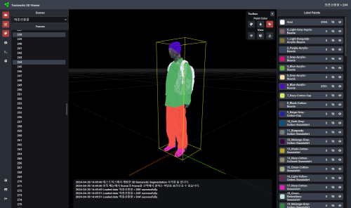 테스트웍스가 개발한 3D 데이터 시각화 툴은 웹 뷰어를 실행해 점군 데이터를 로드했을 때 세그멘테이션된 에셋을 360°로 회전하며 관찰이 가능하다.